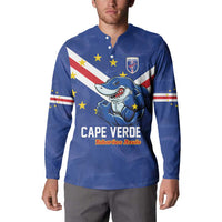 Custom Cape Verde Football Button Sweatshirt Tubaroes Azuis Make History - Wonder Print Shop