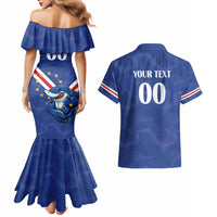 Custom Cape Verde Football Couples Matching Mermaid Dress and Hawaiian Shirt Tubaroes Azuis Make History - Wonder Print Shop