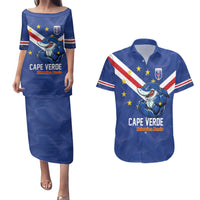Custom Cape Verde Football Couples Matching Puletasi and Hawaiian Shirt Tubaroes Azuis Make History - Wonder Print Shop