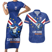 Custom Cape Verde Football Couples Matching Short Sleeve Bodycon Dress and Hawaiian Shirt Tubaroes Azuis Make History - Wonder Print Shop