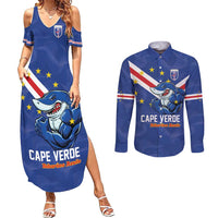 Custom Cape Verde Football Couples Matching Summer Maxi Dress and Long Sleeve Button Shirt Tubaroes Azuis Make History - Wonder Print Shop