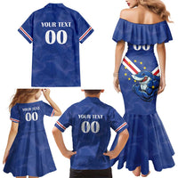 Custom Cape Verde Football Family Matching Mermaid Dress and Hawaiian Shirt Tubaroes Azuis Make History - Wonder Print Shop