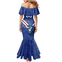 Custom Cape Verde Football Family Matching Mermaid Dress and Hawaiian Shirt Tubaroes Azuis Make History - Wonder Print Shop