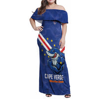 Custom Cape Verde Football Family Matching Off Shoulder Maxi Dress and Hawaiian Shirt Tubaroes Azuis Make History - Wonder Print Shop