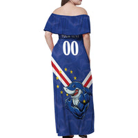 Custom Cape Verde Football Family Matching Off Shoulder Maxi Dress and Hawaiian Shirt Tubaroes Azuis Make History - Wonder Print Shop