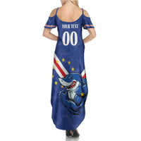 Custom Cape Verde Football Family Matching Summer Maxi Dress and Hawaiian Shirt Tubaroes Azuis Make History - Wonder Print Shop