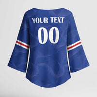 Custom Cape Verde Football Kimono Sleeve Blouse Tubaroes Azuis Make History - Wonder Print Shop