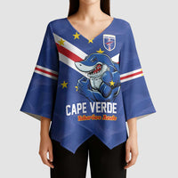 Custom Cape Verde Football Kimono Sleeve Blouse Tubaroes Azuis Make History - Wonder Print Shop