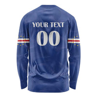 Custom Cape Verde Football Long Sleeve Shirt Tubaroes Azuis Make History - Wonder Print Shop