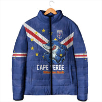 Custom Cape Verde Football Padded Jacket Tubaroes Azuis Make History - Wonder Print Shop