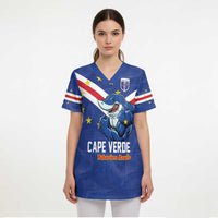 Custom Cape Verde Football Scrub Top Tubaroes Azuis Make History - Wonder Print Shop