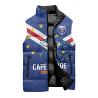 Custom Cape Verde Football Sleeveless Puffer Jacket Tubaroes Azuis Make History - Wonder Print Shop