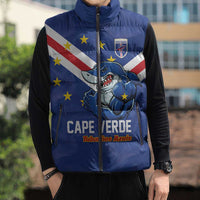 Custom Cape Verde Football Sleeveless Puffer Jacket Tubaroes Azuis Make History - Wonder Print Shop