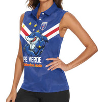 Custom Cape Verde Football Women Sleeveless Polo Shirt Tubaroes Azuis Make History - Wonder Print Shop