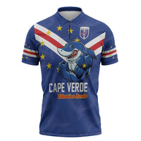 Custom Cape Verde Football Zipper Polo Shirt Tubaroes Azuis Make History - Wonder Print Shop