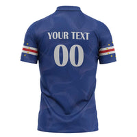 Custom Cape Verde Football Zipper Polo Shirt Tubaroes Azuis Make History - Wonder Print Shop