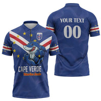 Custom Cape Verde Football Zipper Polo Shirt Tubaroes Azuis Make History - Wonder Print Shop