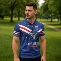 Custom Cape Verde Football Zipper Polo Shirt Tubaroes Azuis Make History - Wonder Print Shop