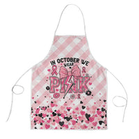 In October We Wear Pink Apron Pink Pretty Bow Pastel Gingham - Wonder Print Shop