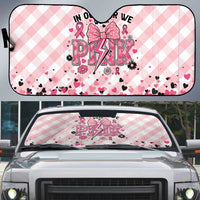 In October We Wear Pink Auto Sun Shade Pink Pretty Bow Pastel Gingham - Wonder Print Shop