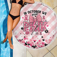 In October We Wear Pink Beach Blanket Pink Pretty Bow Pastel Gingham - Wonder Print Shop