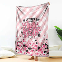 In October We Wear Pink Blanket Pink Pretty Bow Pastel Gingham - Wonder Print Shop