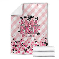 In October We Wear Pink Blanket Pink Pretty Bow Pastel Gingham - Wonder Print Shop