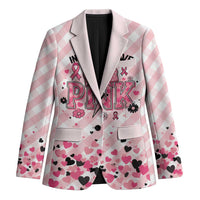 Personalized In October We Wear Pink Blazer Pink Pretty Bow Pastel Gingham - Wonder Print Shop