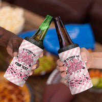 Personalized In October We Wear Pink 4 in 1 Can Cooler Tumbler Pink Pretty Bow Pastel Gingham - Wonder Print Shop