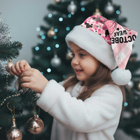 In October We Wear Pink Christmas Santa Hat Pink Pretty Bow Pastel Gingham - Wonder Print Shop