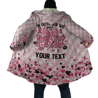 Personalized In October We Wear Pink Cloak Pink Pretty Bow Pastel Gingham - Wonder Print Shop