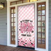 Personalized In October We Wear Pink Door Cover Pink Pretty Bow Pastel Gingham - Wonder Print Shop