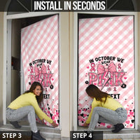 Personalized In October We Wear Pink Door Cover Pink Pretty Bow Pastel Gingham - Wonder Print Shop