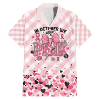 Personalized In October We Wear Pink Family Matching Mermaid Dress and Hawaiian Shirt Pink Pretty Bow Pastel Gingham - Wonder Print Shop