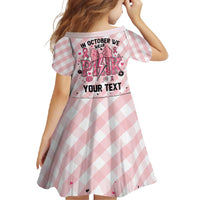 Personalized In October We Wear Pink Family Matching Off Shoulder Maxi Dress and Hawaiian Shirt Pink Pretty Bow Pastel Gingham - Wonder Print Shop