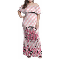 Personalized In October We Wear Pink Family Matching Off Shoulder Maxi Dress and Hawaiian Shirt Pink Pretty Bow Pastel Gingham - Wonder Print Shop