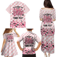 Personalized In October We Wear Pink Family Matching Puletasi and Hawaiian Shirt Pink Pretty Bow Pastel Gingham - Wonder Print Shop