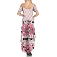 Personalized In October We Wear Pink Family Matching Summer Maxi Dress and Hawaiian Shirt Pink Pretty Bow Pastel Gingham - Wonder Print Shop