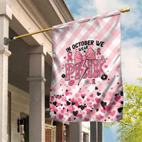 In October We Wear Pink Garden Flag Pink Pretty Bow Pastel Gingham - Wonder Print Shop