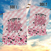 In October We Wear Pink Garden Flag Pink Pretty Bow Pastel Gingham - Wonder Print Shop
