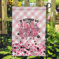 In October We Wear Pink Garden Flag Pink Pretty Bow Pastel Gingham - Wonder Print Shop