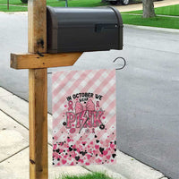 In October We Wear Pink Garden Flag Pink Pretty Bow Pastel Gingham - Wonder Print Shop