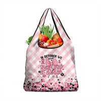 In October We Wear Pink Grocery Bag Pink Pretty Bow Pastel Gingham - Wonder Print Shop