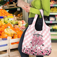 In October We Wear Pink Grocery Bag Pink Pretty Bow Pastel Gingham - Wonder Print Shop