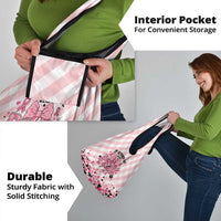 In October We Wear Pink Grocery Bag Pink Pretty Bow Pastel Gingham - Wonder Print Shop