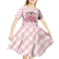 Personalized In October We Wear Pink Kid Short Sleeve Dress Pink Pretty Bow Pastel Gingham - Wonder Print Shop