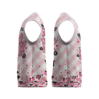 In October We Wear Pink Christmas Knitted V-Neck Vest Pink Pretty Bow Pastel Gingham - Wonder Print Shop