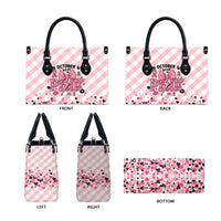 In October We Wear Pink Leather Bag Pink Pretty Bow Pastel Gingham - Wonder Print Shop