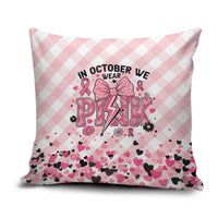 In October We Wear Pink Pillow Cover Pink Pretty Bow Pastel Gingham - Wonder Print Shop
