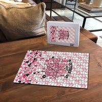 In October We Wear Pink Puzzle Pink Pretty Bow Pastel Gingham - Wonder Print Shop